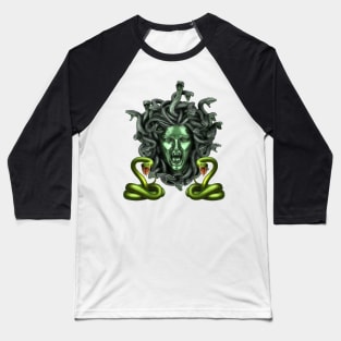 Green Snake Medusa Gorgon Baseball T-Shirt